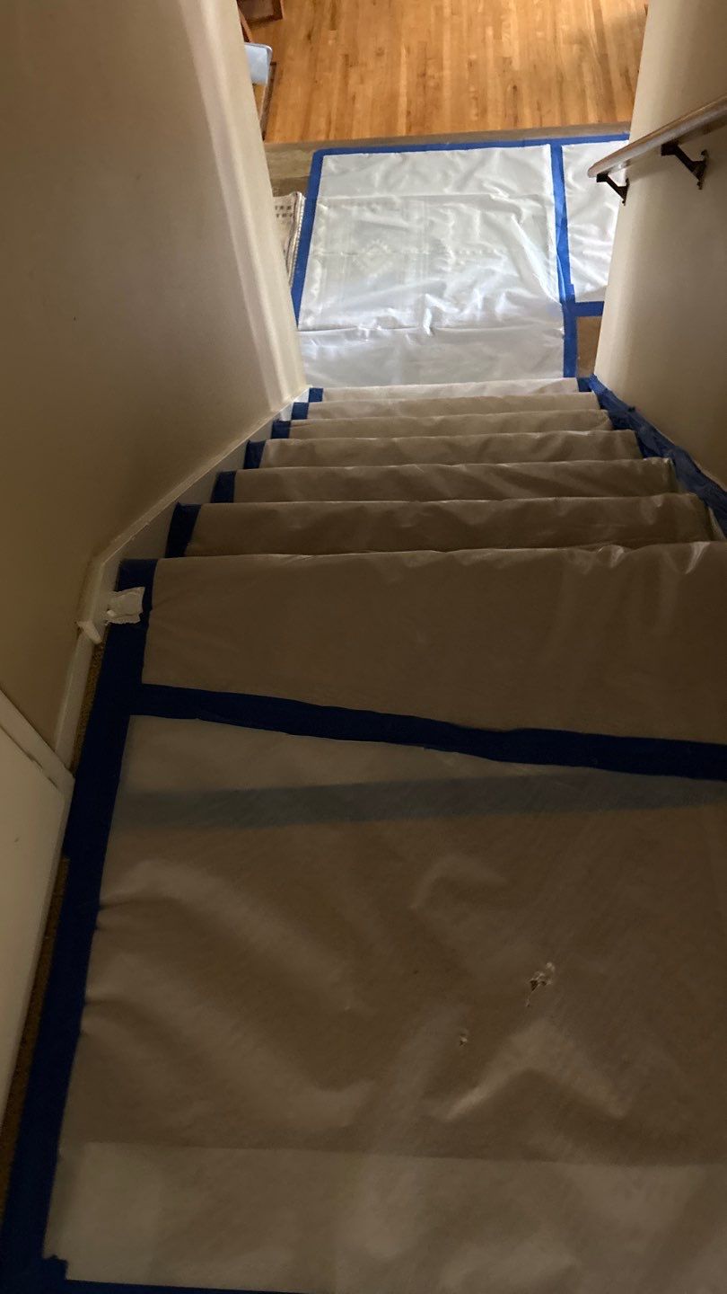 Covered staircase and landing at the Thousand Oaks abatement project